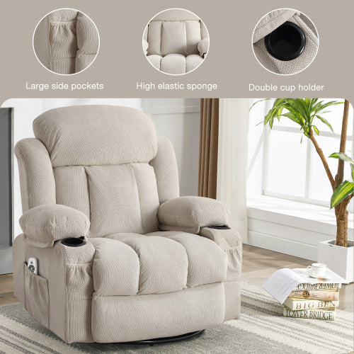 Dimakai Gray Velvet Upholstered Swivel Massage chair