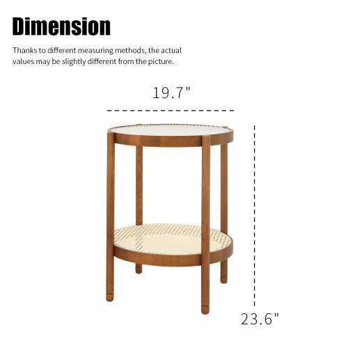 Dimakai 19.7 x 23.6 Inch Brown Glass Round Modern End Table with Storage