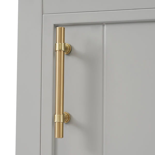 20" Bathroom Vanity with Sink, Bathroom Cabinet with Soft Closing Door, Storage Rack and Open Shelf, Grey/White