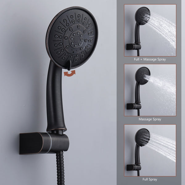 3-Spray Patterns 8.3 in. Wall Mount Dual Shower Heads in Spot Resist Oil-Rubbed Bronze