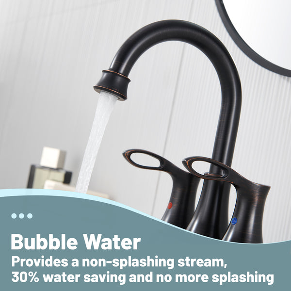 4 in. Centerset Double Handle Bathroom Sink Faucet Lavatory Faucet with Stainless steel Drain in Oil Rubbed Bronze