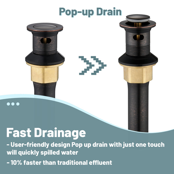 4 in. Centerset Double Handle Bathroom Sink Faucet Lavatory Faucet with Stainless steel Drain in Oil Rubbed Bronze