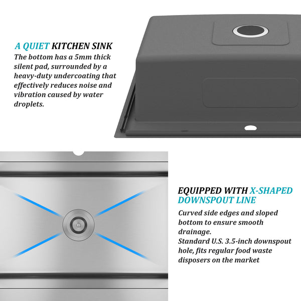 33 in. Drop-In Single Bowl 18 Gauge Stainless Steel Kitchen Sink with Bottom Grid and Basket Strainer, CUPC Certified