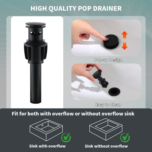 Single Handle Single Hole Bathroom Vanity Sink Waterfall Spout Bathroom Faucet with Filter Particles in Matte Black
