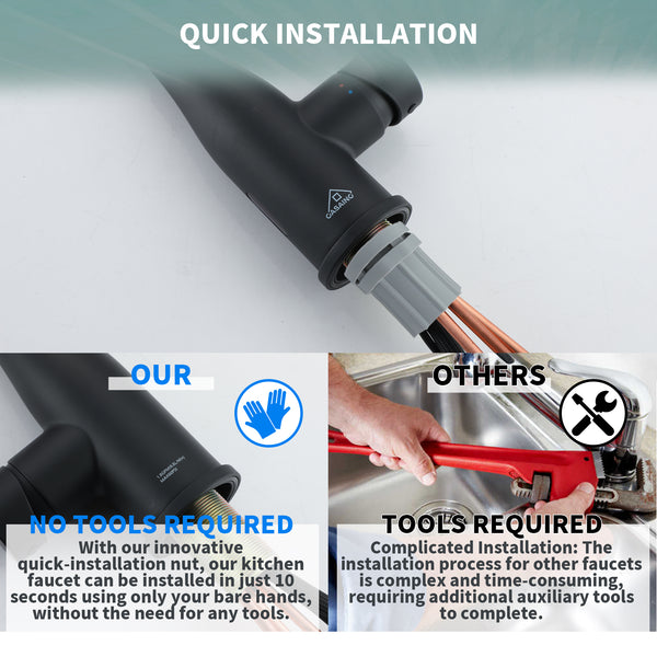 Single Handle Pull Down Sprayer Kitchen Faucet with Touchless Sensor and Four Functions Spray Head in Matte Black