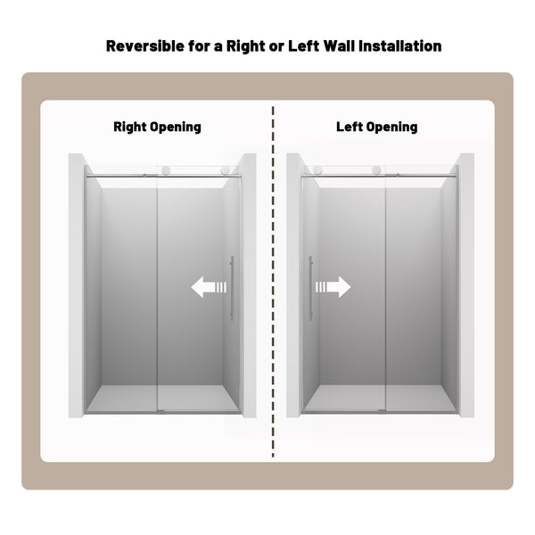 48 in. W x 76 in. H Sliding Frameless Shower Door in Brushed Nickel Finish with 3/8 in.(10 mm) Tempered Clear Glass