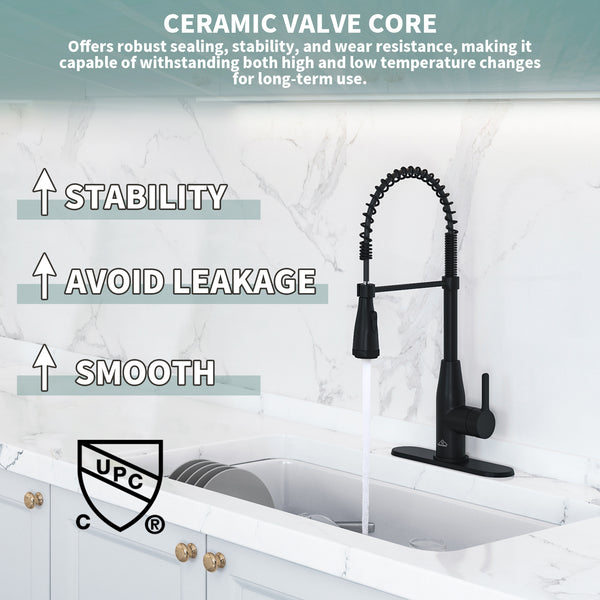 Single Handle Pull Down Sprayer Kitchen Faucet with Touchless Sensor and Four Functions Spray Head in Matte Black