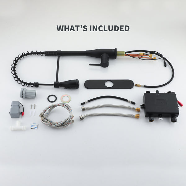 Single Handle Pull Down Sprayer Kitchen Faucet with Touchless Sensor and Four Functions Spray Head in Matte Black