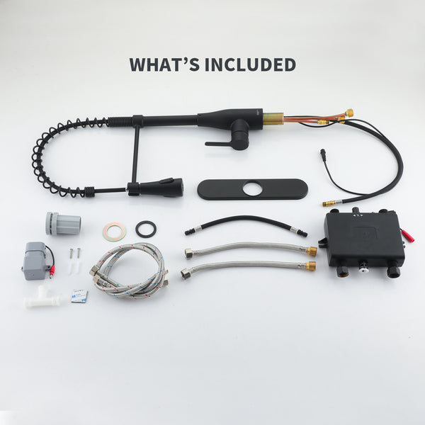 Single Handle Pull Down Sprayer Kitchen Faucet with Touchless Sensor and Intelligent Temperature Display in Matte Black