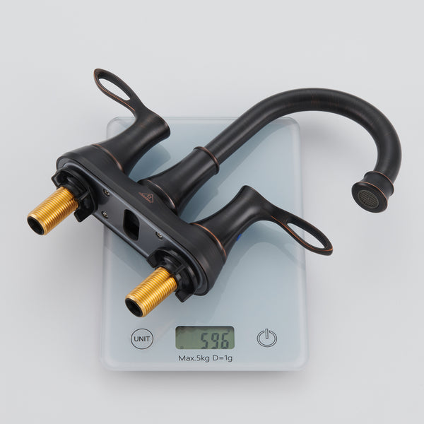 4 in. Centerset Double Handle Bathroom Sink Faucet Lavatory Faucet with Stainless steel Drain in Oil Rubbed Bronze