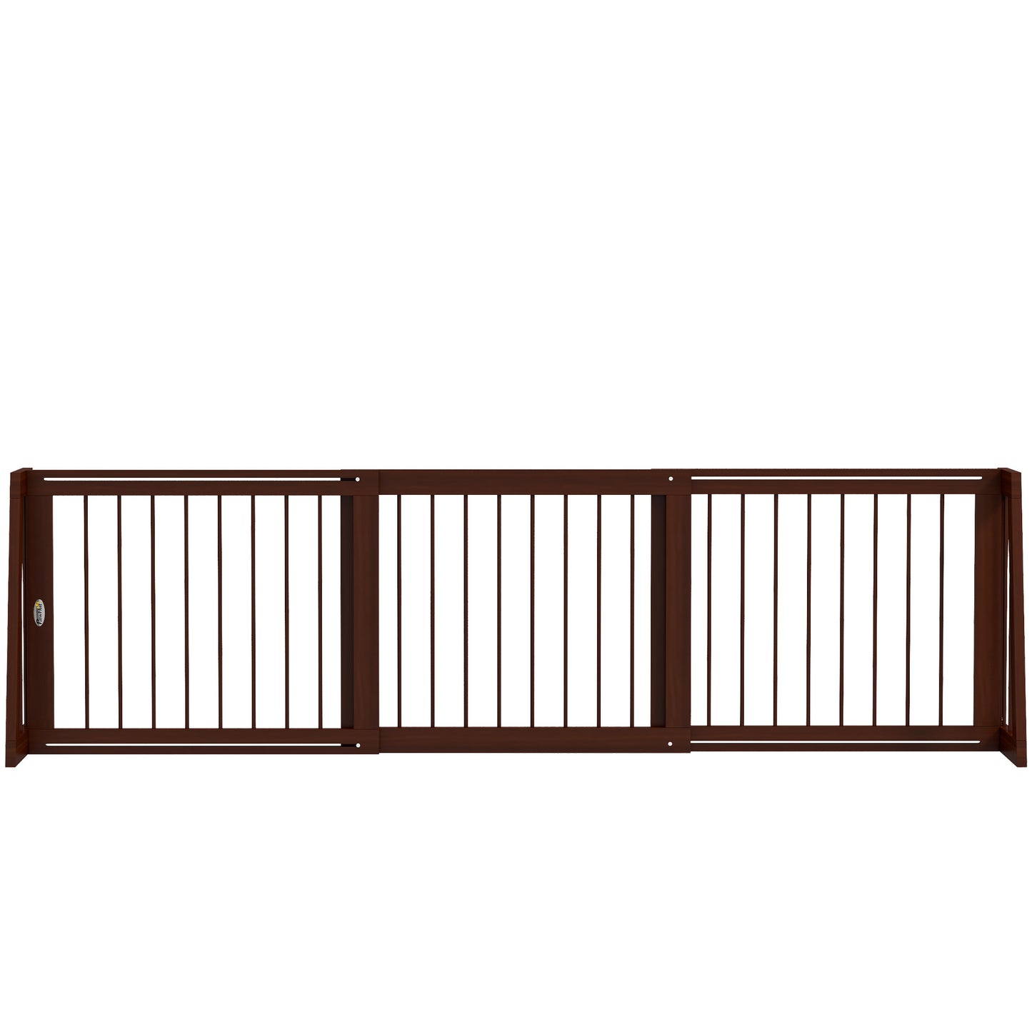 Freestanding Pet Gate Wooden Dog Gate with 28inches-75inches Retractable Length Support Feet Non-Slip Mats 3 Panel Pet Gate for Indoor Stairway Doorway Brown