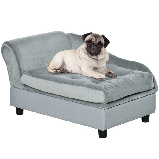 Luxury Fancy Dog Bed for Small Dogs with Hidden Storage Small Dog Couch with Soft 3inches Foam Dog Sofa Bed Cushy Dog Bed Modern Pet Furniture for Puppies and Little Breeds Gray