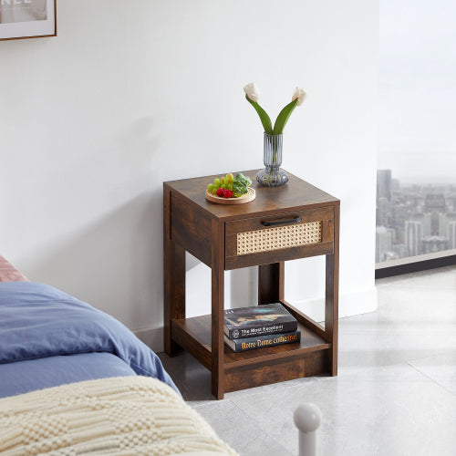 Dimakai Brown 15.75-in W x 21.65-in H Rustic Nightstand