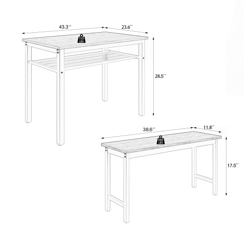 Dining Table Brown Modern MDF Adjustable Table, with Black Finish and Metal