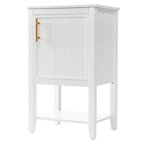 20" Bathroom Vanity with Sink, Bathroom Cabinet with Soft Closing Door, Storage Rack and Open Shelf, Grey/White