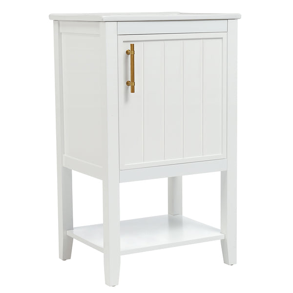 20" Bathroom Vanity with Sink, Bathroom Cabinet with Soft Closing Door, Storage Rack and Open Shelf, Grey/White