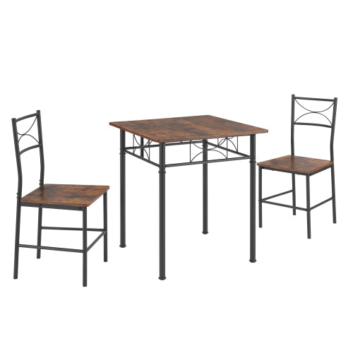 3-Piece Kitchen Dining Room Table Set Retro Brown chair
