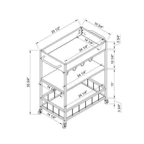 Dimakai Brown Composite Base with Particleboard Laminate Top Rolling Kitchen Cart