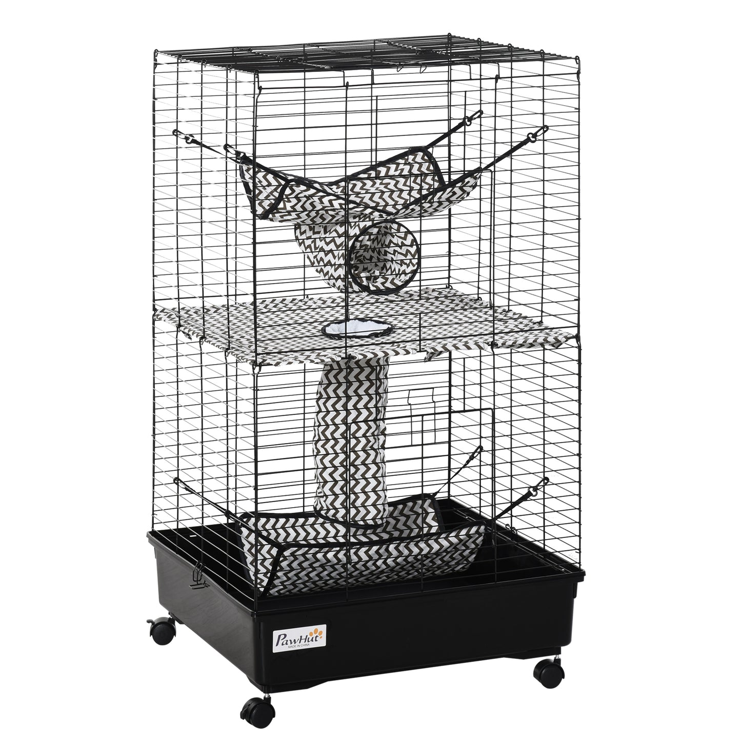 42inches Ferret Cage W/ Wheels Brakes, Hammocks, Black