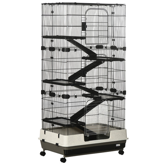 Small Animal Cage with Wheels Portable Bunny Cage 6-Tier