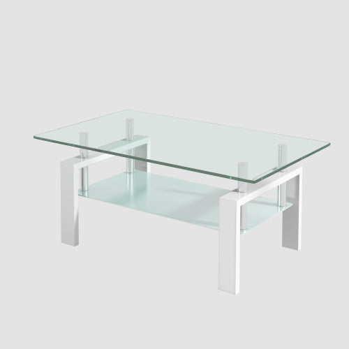 Dimakai Modern Glass Clear Acacia 39.37-in W x 17.32-in H Coffee Table