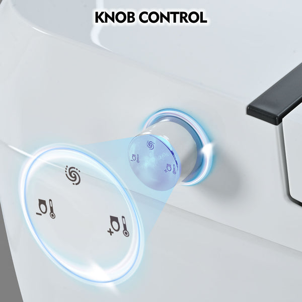 Heated Seat Smart Toilet without Bidet, Upmarket Compact Dual Flush Toilet 1/1.28 GPF, Tank less toilet with Adjustable Temp Heated Seat, Foot sensor Flush, White Night Light, Knob Control,Auto Flush