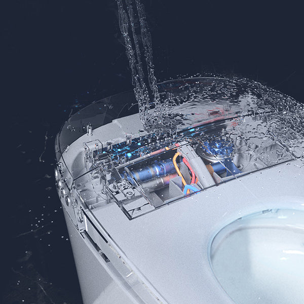 Heated Seat Smart Toilet without Bidet, Upmarket Compact Dual Flush Toilet 1/1.28 GPF, Tank less toilet with Adjustable Temp Heated Seat, Foot sensor Flush, White Night Light, Knob Control,Auto Flush
