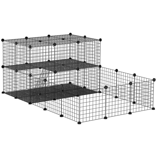 47 Panels Pet Playpen, Small Animal Playpen with Doors, Portable Metal Wire Yard Bunny Pen for Guinea Pigs, Chinchillas, 14inches x 14inches