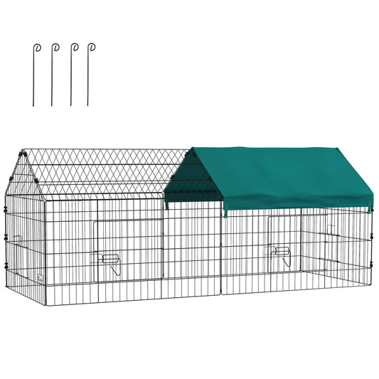 73inches Small Animal Playpen, Pet Playpen Yard Fence for Rabbits, Chicken, Chinchillas with Roof for Indoor & Outdoor, Green