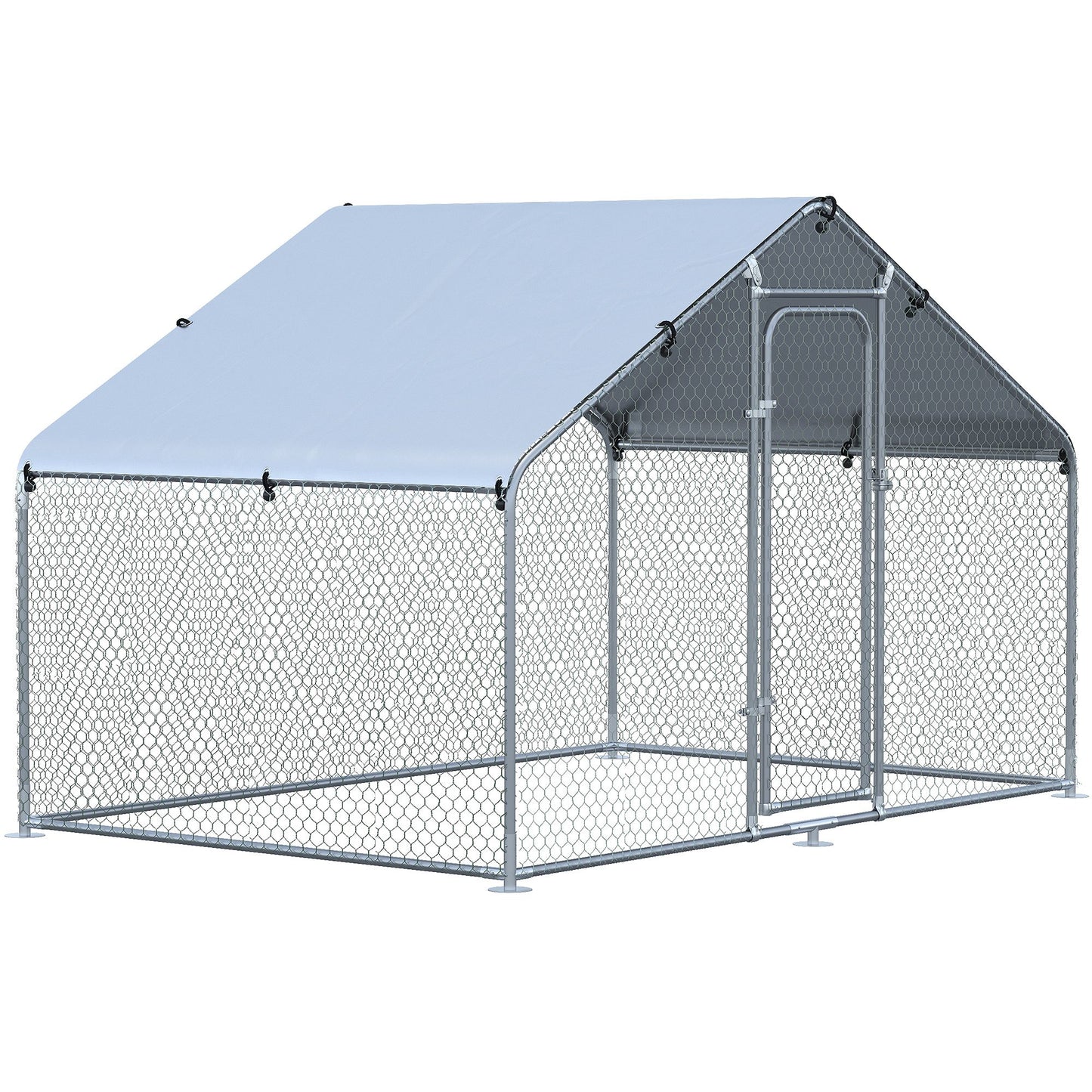 Large Chicken Coop Metal Chicken Run with Waterproof and Anti-UV Cover Spire Shaped Walk-in Fence Cage Hen House for Outdoor and Yard Farm Use 1.26inches Tube Diameter 9.8ft x 6.6ft x 6.4ft