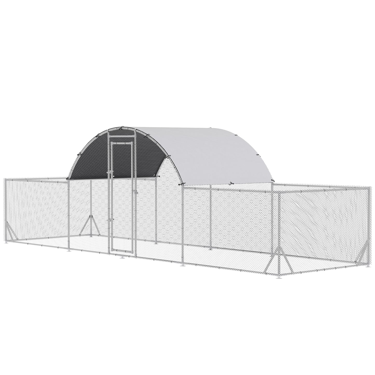 Large Metal Chicken Coop Chicken Run for Chicken Ducks and Rabbits with Waterproof and Anti-UV Cover Walk-in Poultry Cage Hen House for Outdoor and Yard Farm Use 21.7ft x 6.2ft x 6.4ft