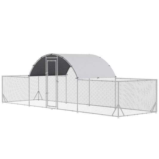 Large Metal Chicken Coop Chicken Run for Chicken Ducks and Rabbits with Waterproof and Anti-UV Cover Walk-in Poultry Cage Hen House for Outdoor and Yard Farm Use 21.7ft x 6.2ft x 6.4ft