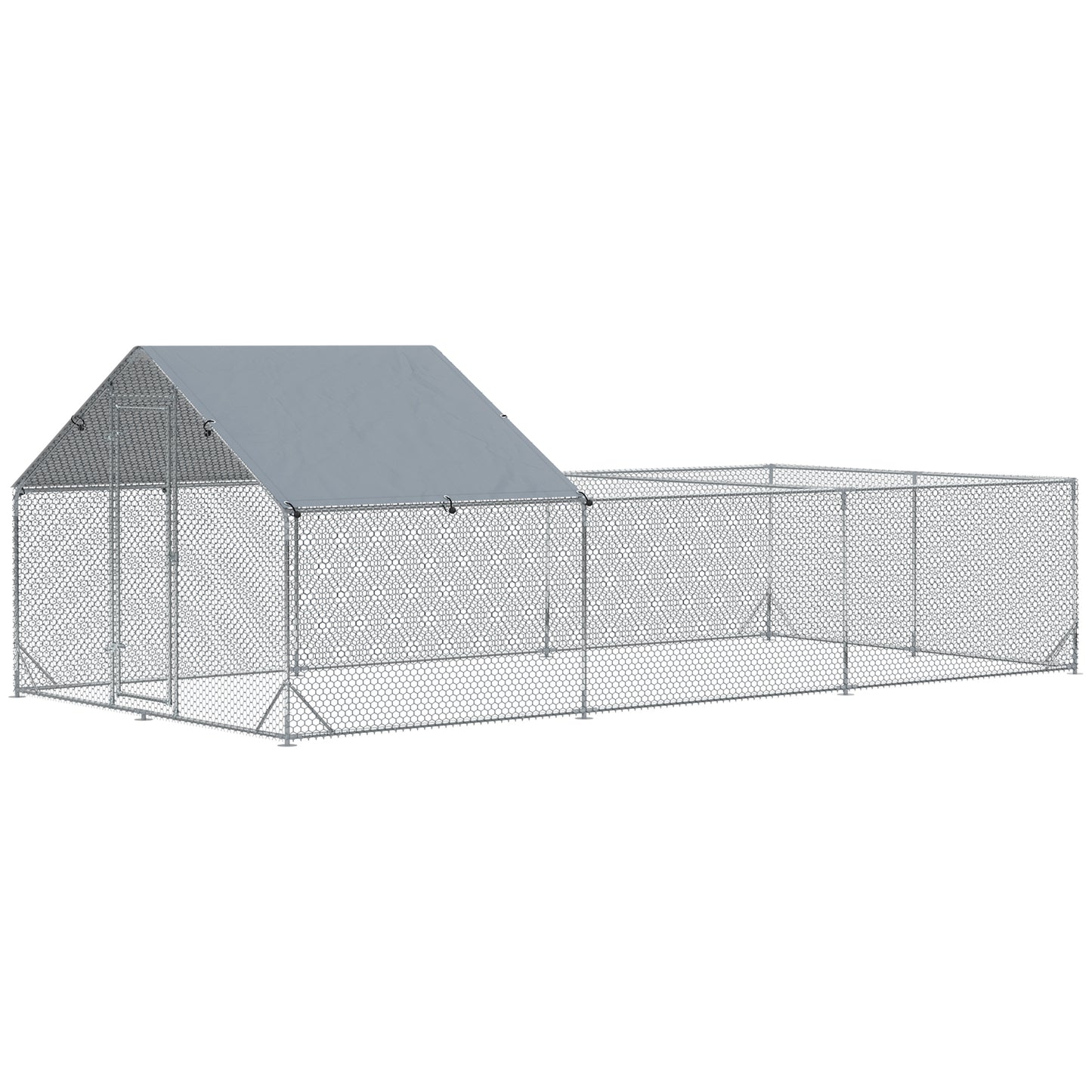 Large Chicken Coop Metal Chicken Run for Chickens with Waterproof and Anti-UV Cover, Spire Shaped Walk in Fence Cage Hen House for Outdoor and Yard Farm Use, 1inches Dia, 9.8' x 19.7' x 6.4'