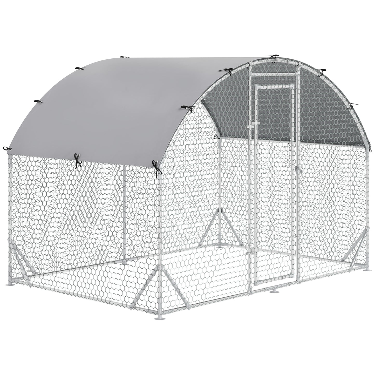 Large Chicken Coop Metal Chicken Run with Waterproof and Anti-UV Cover Dome Shaped Walk-in Fence Cage Hen House for Outdoor and Yard Farm Use 1inches Tube Diameter 9.2ft x 6.2ft x 6.5ft