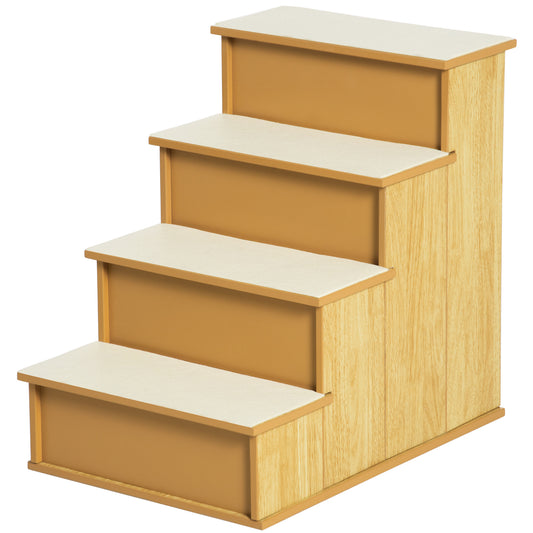 Pet Stairs Small Pet Steps with Cushioned Removable Covering for Dogs and Cats Up To 22 Lbs. Natural