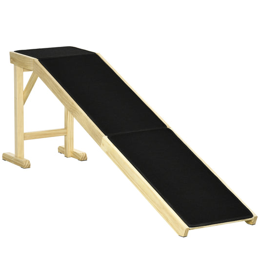 Dog Ramp for Bed, Pet Ramp for Dogs with Non-Slip Carpet and Top Platform, 74inches x 16inches x 25inches, Natural