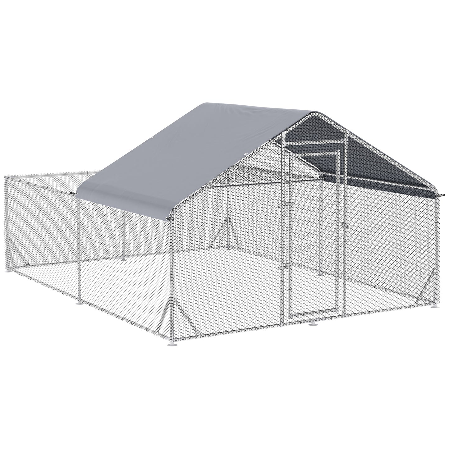 Large Chicken Coop Metal Chicken Run for Chickens with Waterproof and Anti-UV Cover Spire Shaped Walk in Fence Cage Hen House for Outdoor and Yard Farm Use 1inches Dia 9.8ft x 13.1ft x 6.4ft