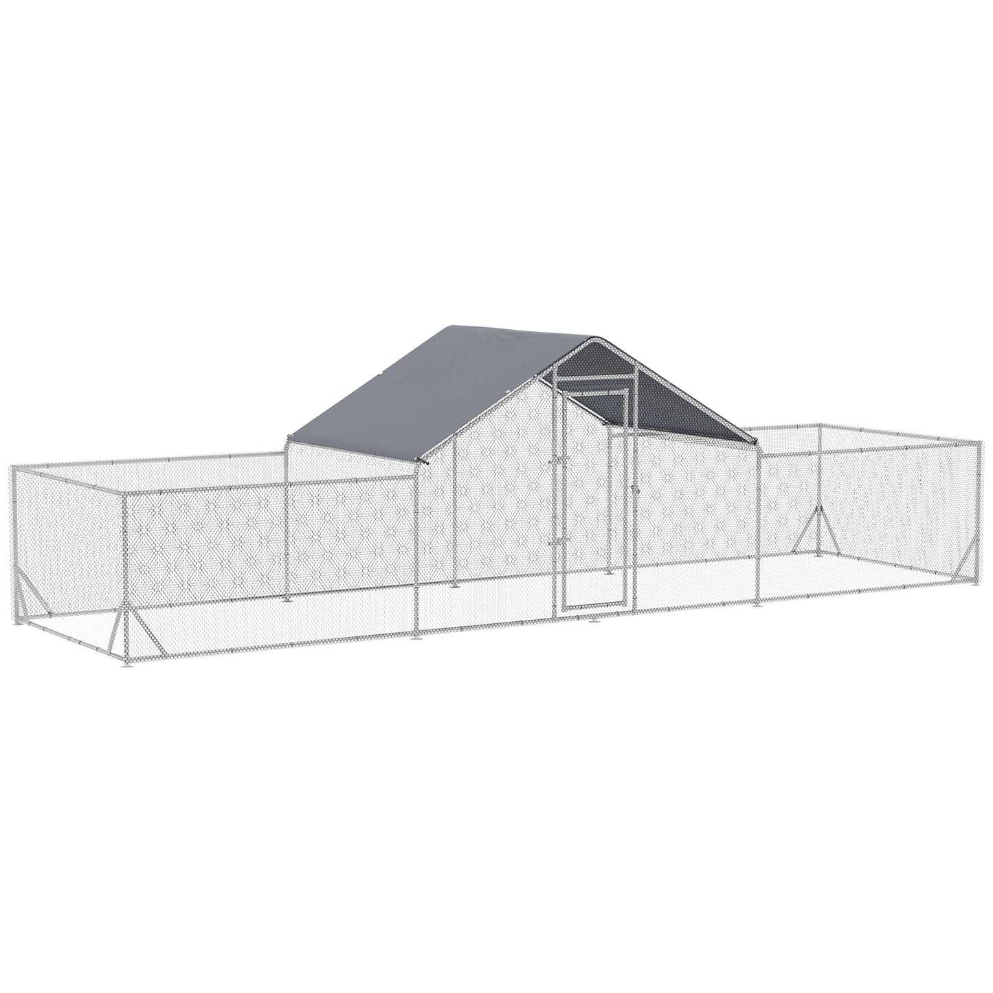 Large Metal Chicken Coop Chicken Run for Chicken Ducks and Rabbits with Waterproof and Anti-UV Cover Walk-in Poultry Cage Hen House for Outdoor and Yard Farm Use 23ft x 6.6ft x 6.4ft