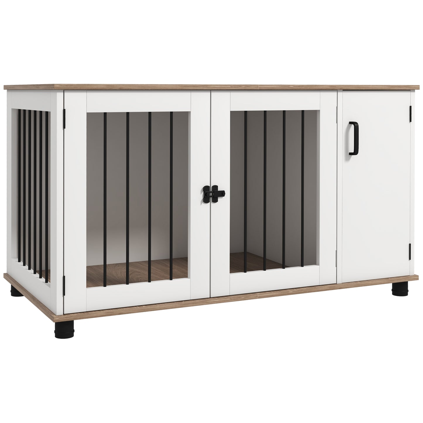 Dog Crate Furniture Side End Table with Storage Dog Kennel Furniture Indoor with Double Doors for Medium and Large Dogs Walnut