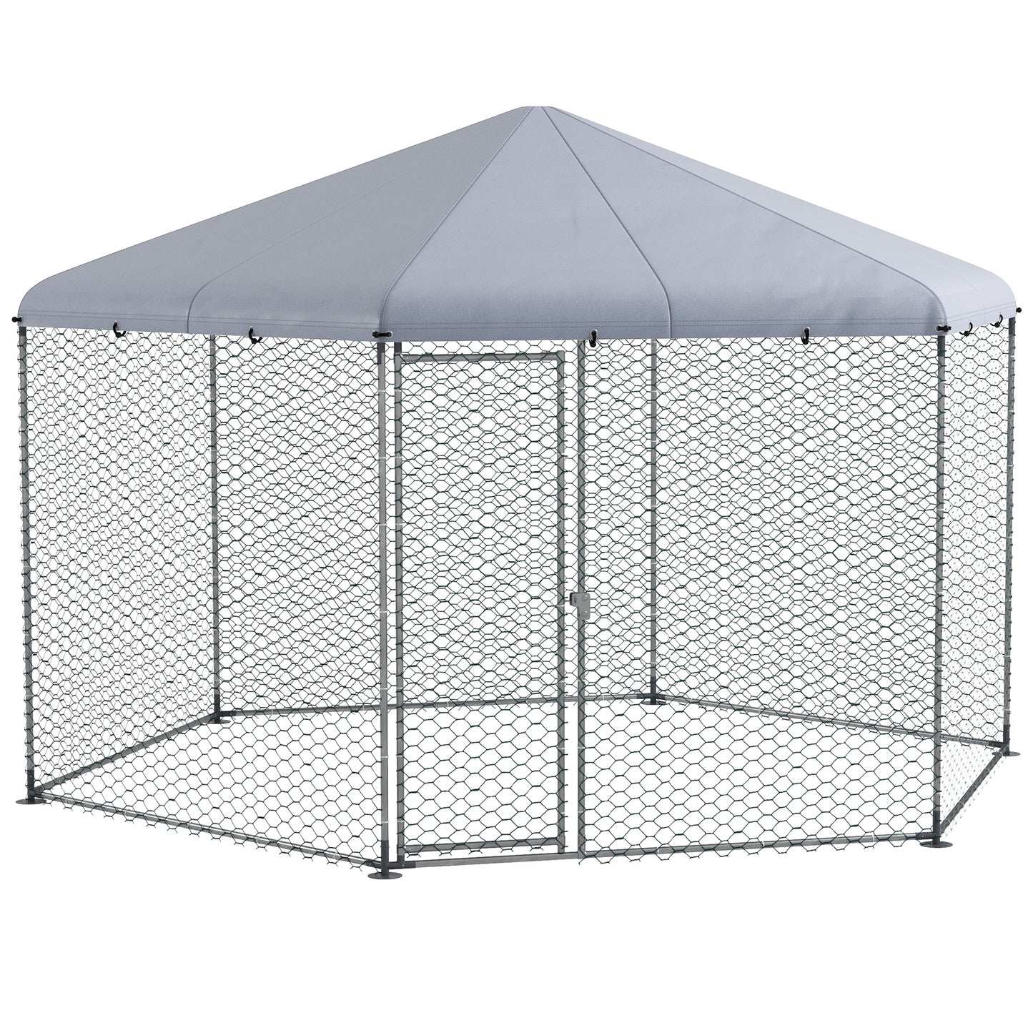 Large Metal Chicken Coop Chicken Run for Chicken Ducks and Rabbits with Waterproof and Anti-UV Cover Walk-in Poultry Cage Hen House for Outdoor and Yard Farm Use 13ft x 11.4ft x 8.6ft