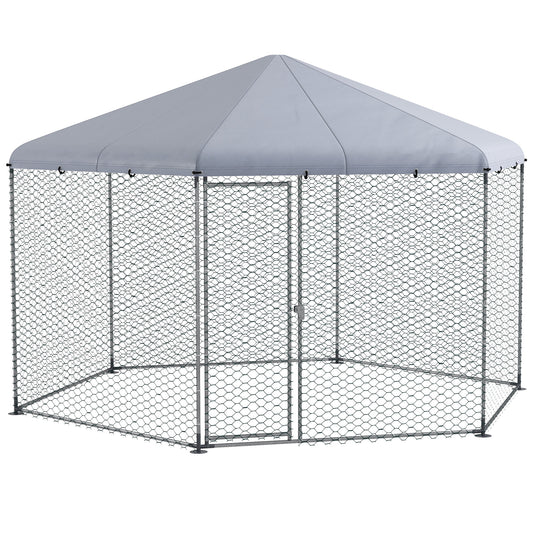 Large Metal Chicken Coop Chicken Run for Chicken Ducks and Rabbits with Waterproof and Anti-UV Cover Walk-in Poultry Cage Hen House for Outdoor and Yard Farm Use 13ft x 11.4ft x 8.6ft