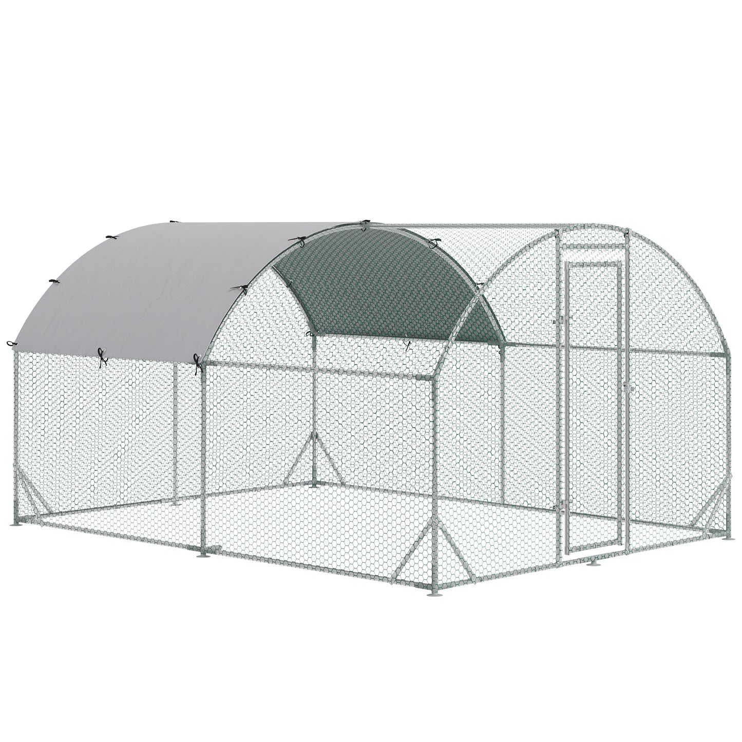 Large Chicken Coop Metal Chicken Run with Waterproof and Anti-UV Cover Dome Shaped Walk-in Fence Cage Hen House for Outdoor and Yard Farm Use 1inches Tube Diameter 9.2ft x 12.5ft x 6.5ft