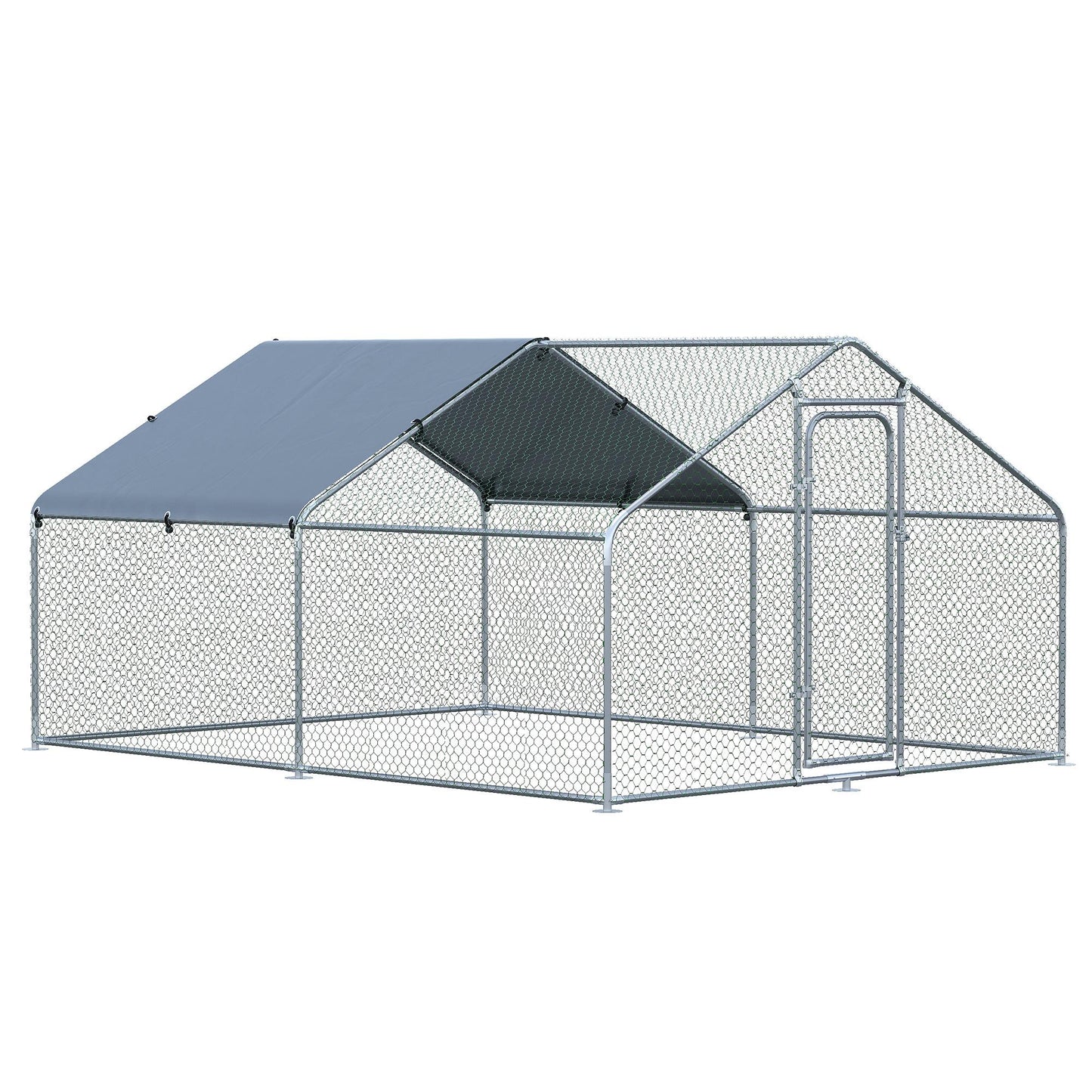 Large Chicken Coop Metal Chicken Run with Waterproof and Anti-U Cover Spire Shaped Walk-in Fence Cage Hen House for Outdoor and Yard Farm Use 1.26inches Tube Diameter 9.8ft x 13.1ft x 6.4ft