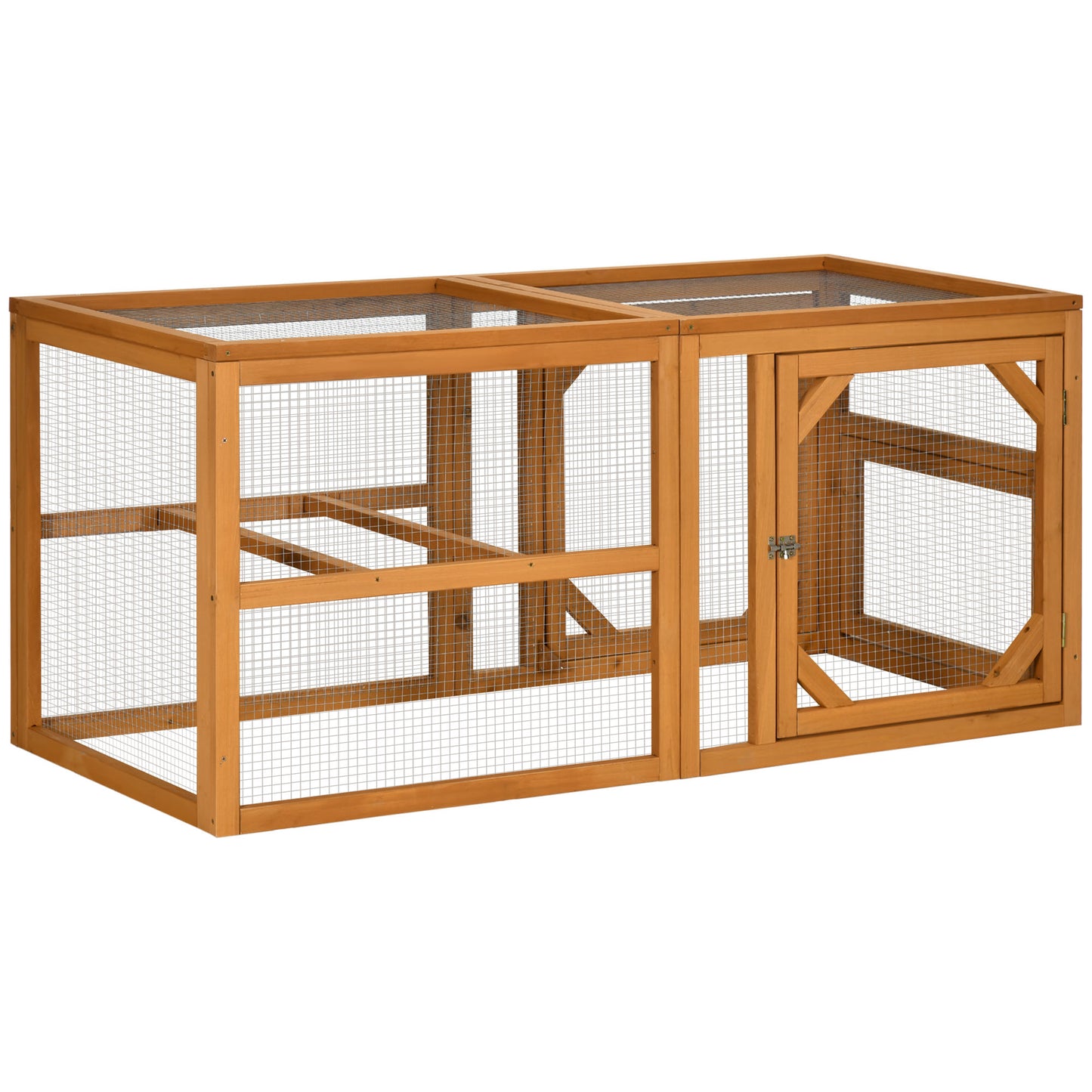 55inches Wooden Chicken Coop Add-on Expansion Mini Chicken Coop Outdoor Chicken Run Hen House with Combinable Design