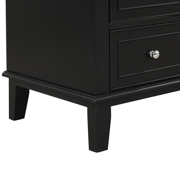 30" Bathroom Vanity with Sink Combo, Multi-functional Bathroom Cabinet with Doors and Drawer, Solid Wood and MDF Board, Black