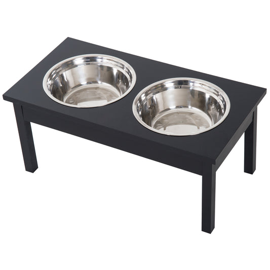 23inches Wooden Heavy Duty Dog Food Bowls Pet Elevated Feeding Station -Black