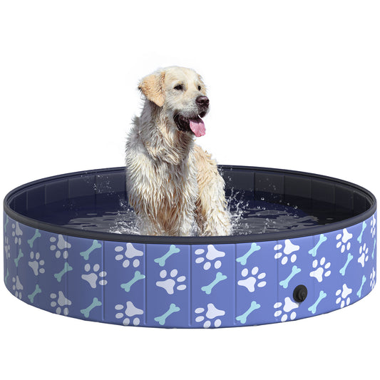 Foldable Pet Swimming Pool Portable Dog Bathing Tub 12inches x 55inches Plastic Large Dog Pool for Outdoor Dogs and Cats Blue