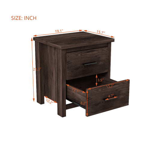 Dimakai Walnut 2 -Drawer 19.1-in W x 21.3-in H Midcentury Nightstand