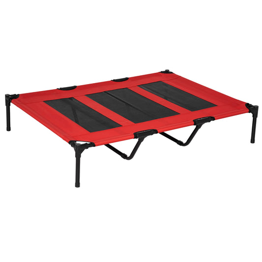 48inches x 36inches Elevated Breathable Dog Bed Portable Pet Cot w/ Carry Bag Metal Frame Breathable Mesh Indoor and Outdoor Red