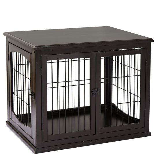 Dog Crate Furniture Small Dog Cage End Table with Two Opening Sides Lockable Door Puppy Kennel Indoor Cute and Decorative Coffee